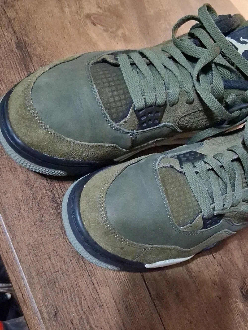 Jordan Men's Olive Green Suede Lace-Up Sneakers